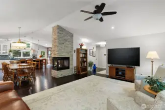 Cozy 3-Sided Fireplace