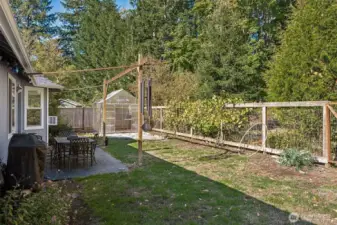 This backyard is fully fenced, quiet and so private!
