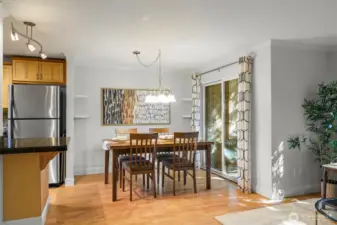 Dining area opens out to private patio!