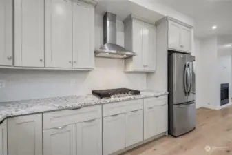 Gleaming granite counters, stainless appliances and tons of cabinets and counter space.