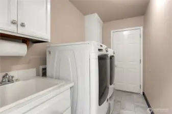 Utility room comes with a sink and cabinets! Washer and dryer stay!