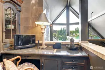 Built-in desk upstairs overlooking the Lake
