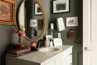 Crisp White Vanity with Quartz Countertop