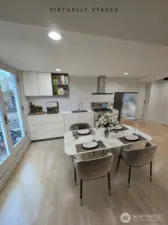 Plumbed and wired for a lower-level kitchen.