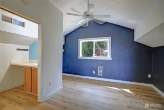 Apartment Bedroom area and 3/4 Bath.