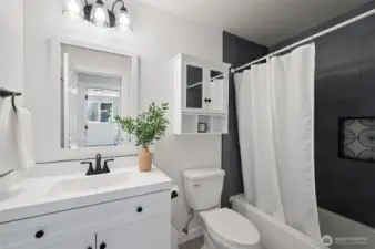 Downstairs full bathroom in hallway
