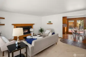 Kitchen off living room.