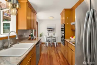 Eating space located in kitchen.