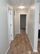 Hallway leading to the 2 bedrooms and bathroom.