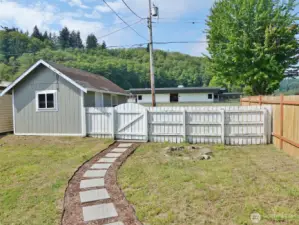 Mostly Fenced Backyard.