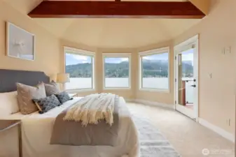 The primary suite ensures the focus in on the view. Brand new carpet throughout the suite.