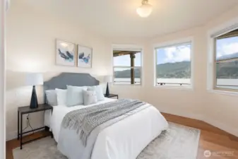 One of two bedrooms contained in the lower suite.