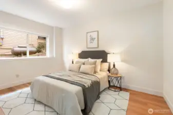 The second bedroom in the lower suite.