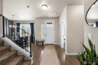 Inviting staircase connecting the home’s spacious living areas.