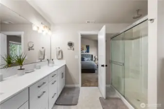 Primary bathroom with walk in shower.
