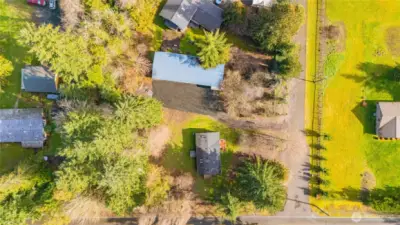 Aerial view showcases the seperate drives.