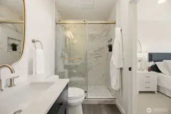 No expense spared in this custom remodel, including the shower