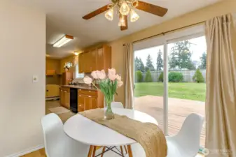 Kitchen open into dining