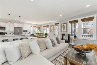 Living room looking towards the kitchen and dining room.