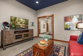 Flex space used as a spacious den.