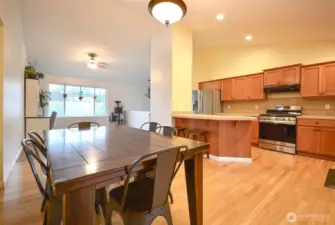 A second view of the dining area, emphasizing its open and functional layout.