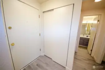 Entry and hall closet (water heater in back)