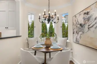 Cozy breakfast table area with built-in seating.