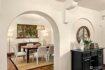 You are in the front hall looking to the right is the dining room...