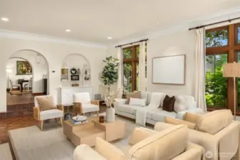 Although traditional, I feel this hoe could be just as beautiful with contemporary furnishings and art the architecture is simple and classic.