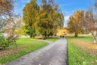 Green Lake park, with it's scenic 2.8 mile loop trail, is a hub for outdoor enthusiasts, providing oppurtunities for jogging, cycling, and leisurely walks.