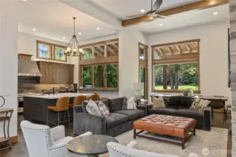 Open floor plan with high ceilings