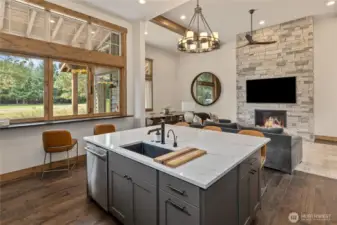 Pass through window to outdoor kitchen space