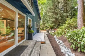 Just outside from the family room and kitchen, this patio / deck combo is stylish, makes great sense, and offers grilling convenience with gas plumbing for the bbq!