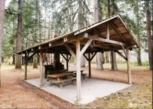 Picnic area by park and community beach access.