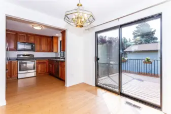 Slider to rear deck overlooking mature rear garden