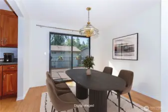 Virtually staged dining area