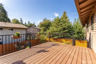 Spacious rear deck off dining room.