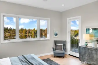 Main Level Primary includes private door to upper trex deck.