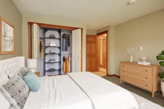 Primary bedroom.  Virtually staged.