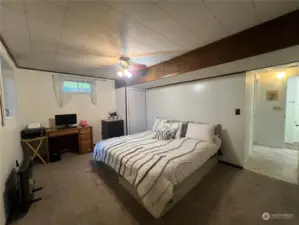 large bedroom in the basement