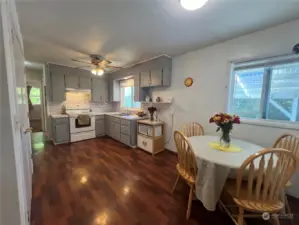 open kitchen with eating area