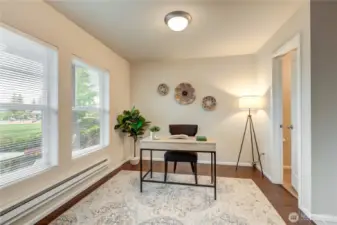 Flex room with a view of the park.