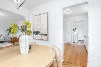 The circular floor plan add ease to the flow of this home.