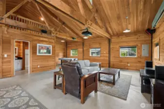 Refurbished barn-turned-clubhouse is ideal for game nights, gatherings, or extended family stays.