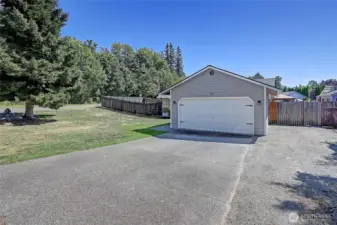 Extra parking beside garage.