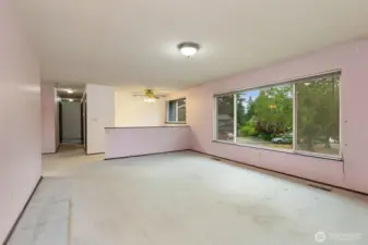 Living room looking towards the hallway and main bedrooms.