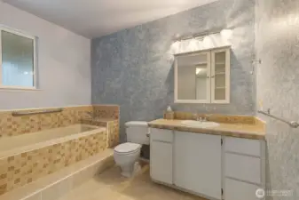 Jacuzzi Tub in bathroom on lowere level.