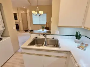 Outlook while standing at kitchen sink