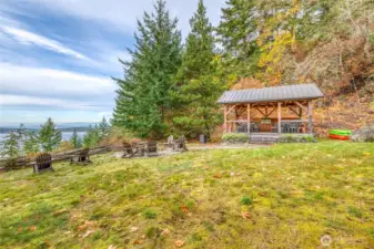 Covered bbq and picnic structure welcomes a party all year long!!!