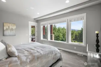 Main floor luxurious primary suite with all the bells and whistles including a retractable movie screen.